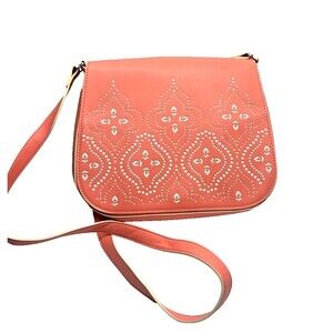 New Vera Bradley Coral Laser-Cut Saddle Crossbody #14776-944
